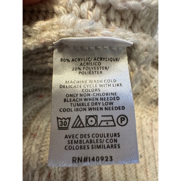 LOFT Chunky Cable Fisherman Knit Sweater Collared V-Neck Woman's  Size L - Picture 5 of 12